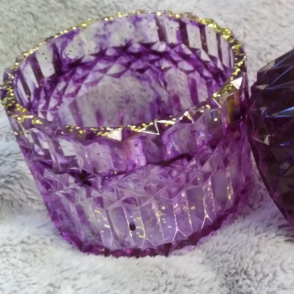 Purple and gold trim jewelry box - Picture 1 of 2